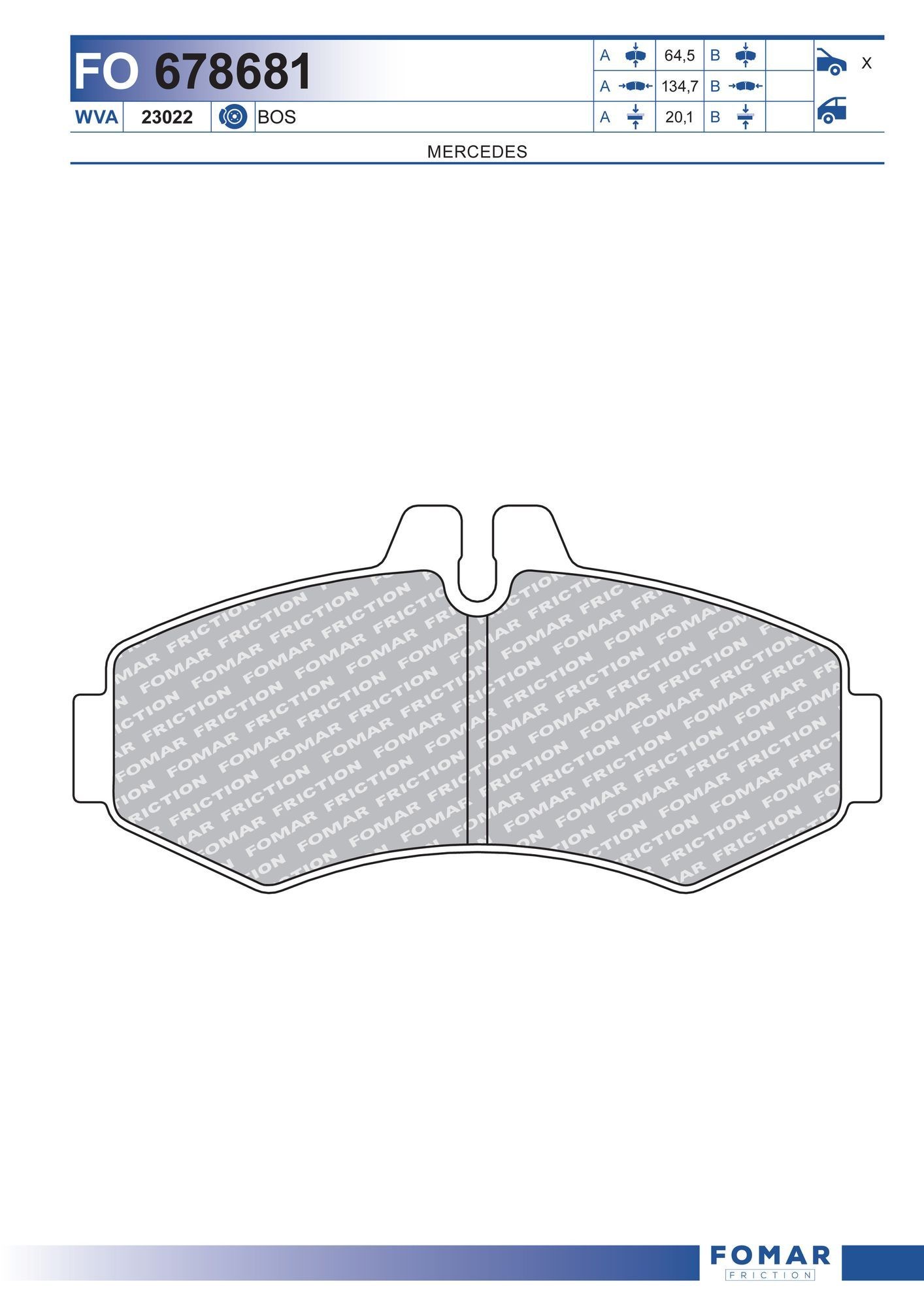 FOMAR Friction Bremseklosser FO 678681 FO 678681 Bremsekloss MERCEDES-BENZ C-Klasse FOMAR Friction