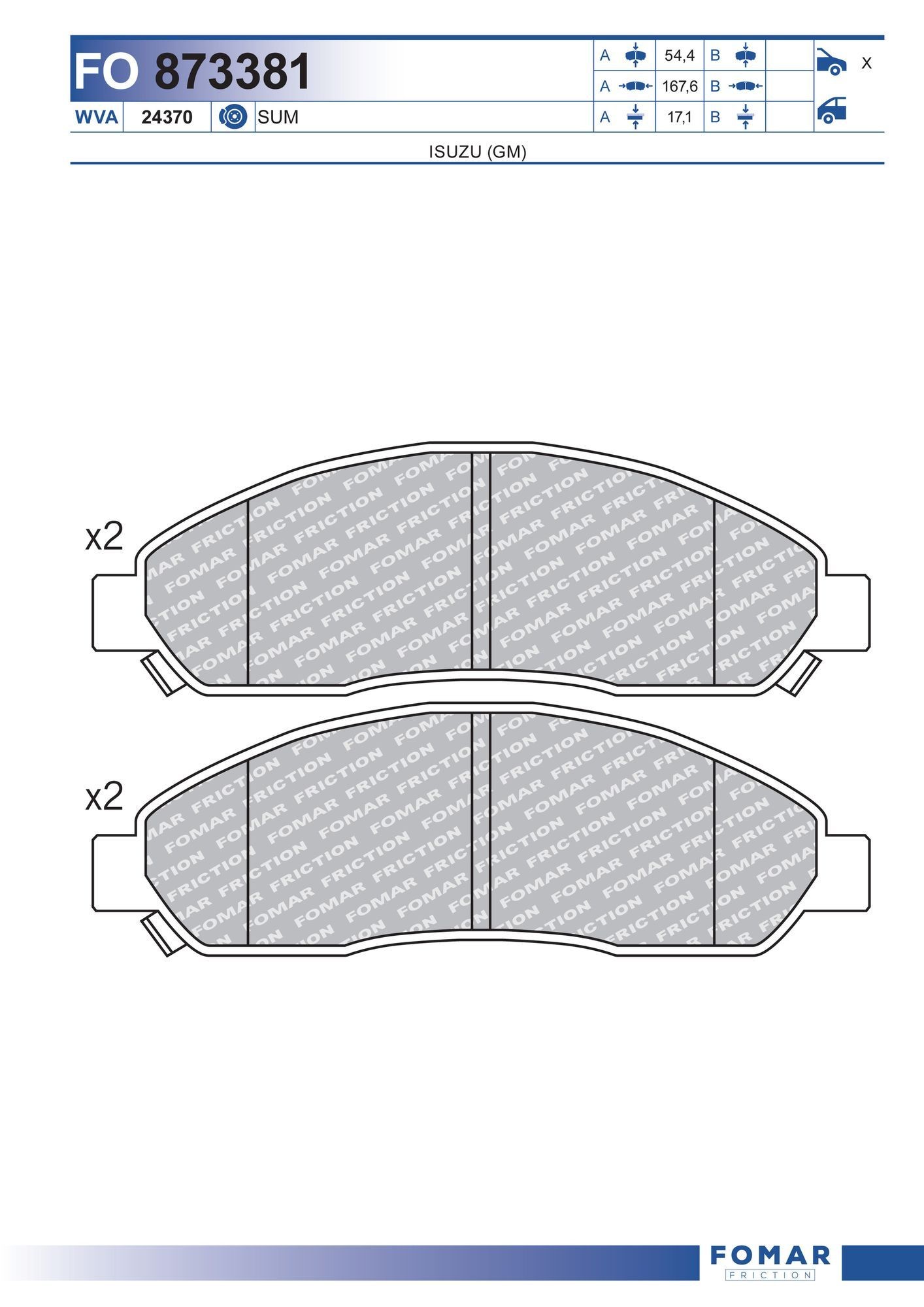 Brake pad set FOMAR Friction FO 873381 FOMAR Friction FO 873381 Chevy COLORADO 2003 Brake pad set price