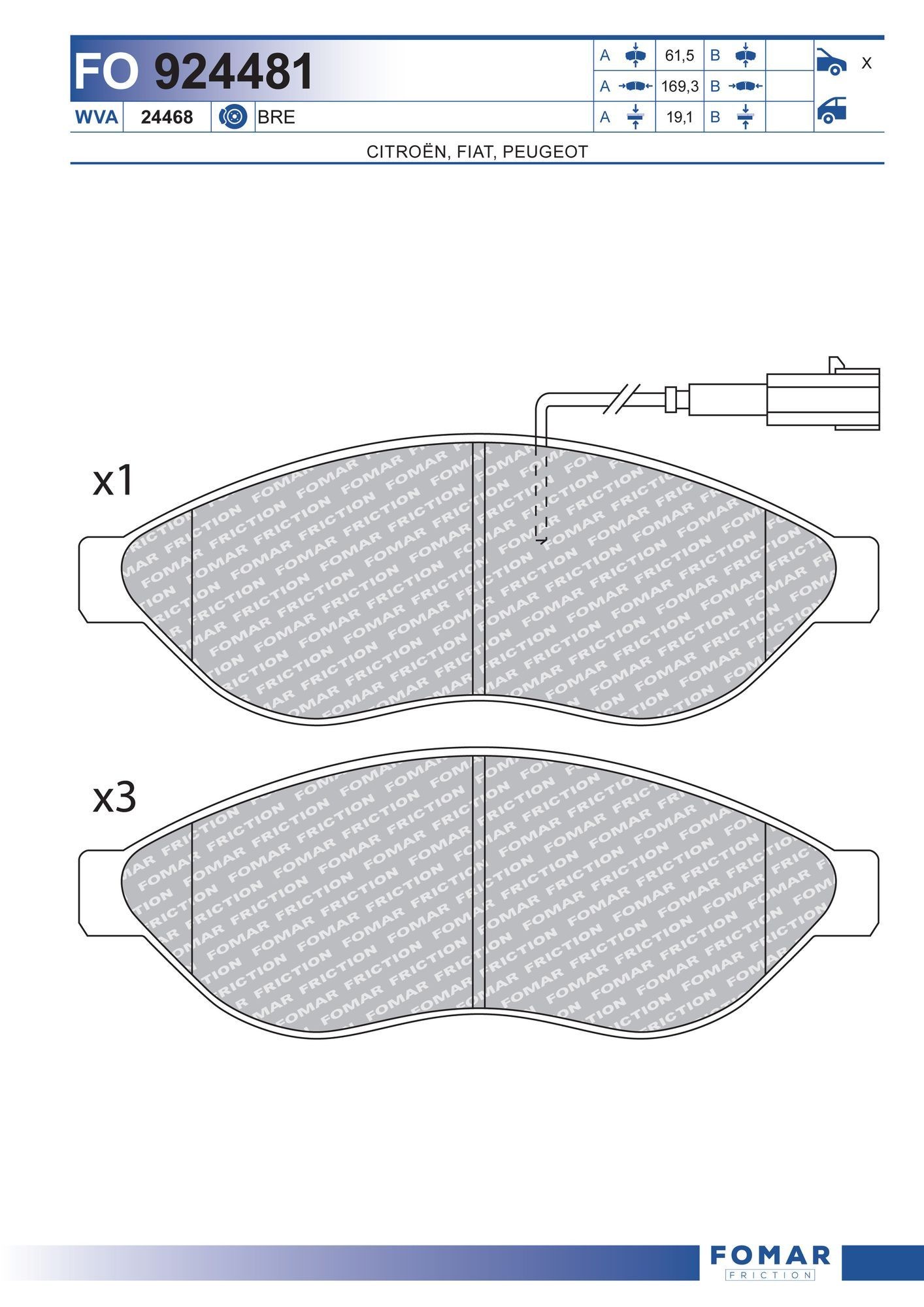FOMAR Friction Bremseklosser FO 924481 Bremsekloss-sett FOMAR Friction IDEA FO 924481 billige