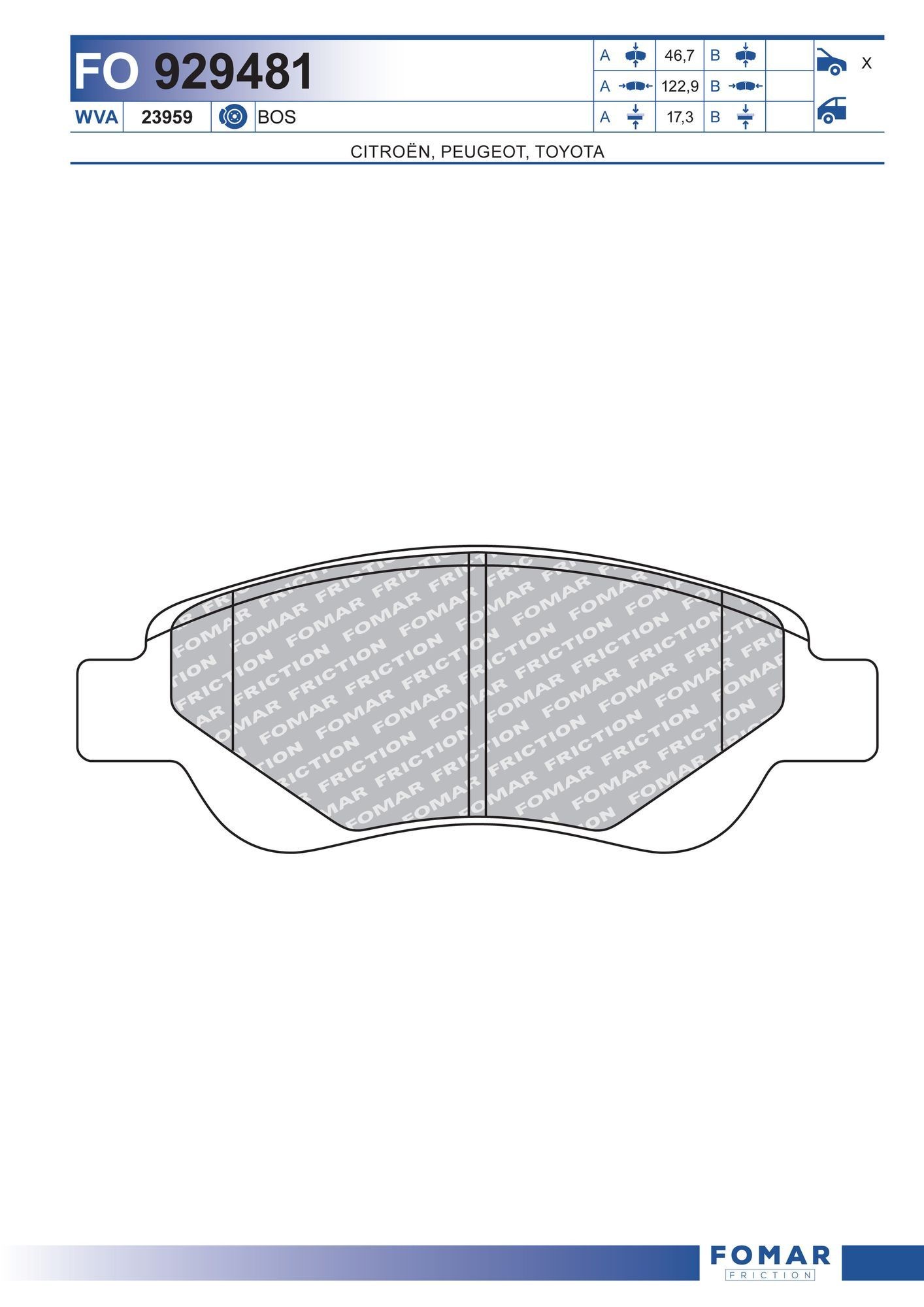 FOMAR Friction Bremžu kluči FO 929481 FOMAR Friction FO929481 Bremžu kluči C1 I cena