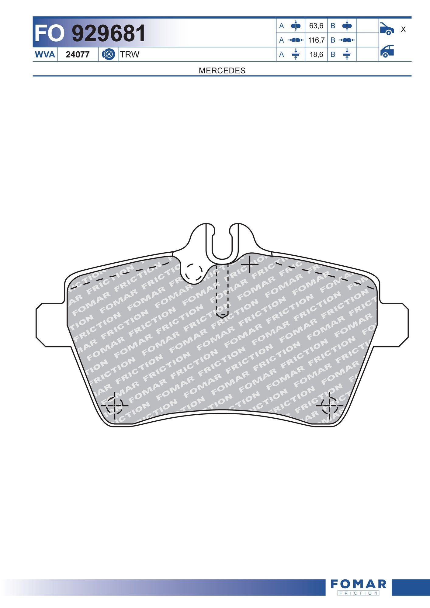 FOMAR Friction Bremseklosser FO 929681 Klosser FOMAR Friction Mercedes-Benz C-Klasse FO 929681