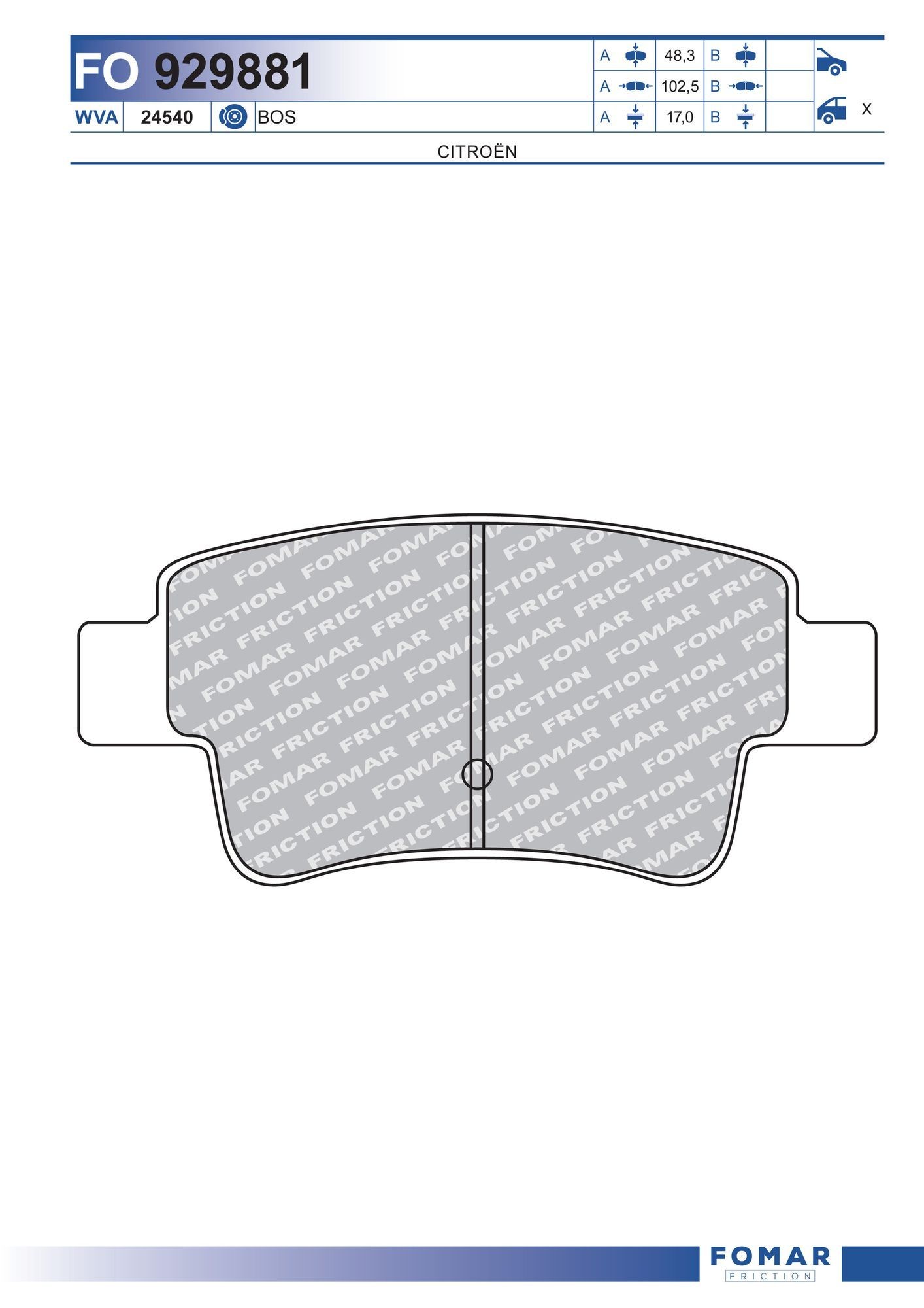 FOMAR Friction Bromsbelägg FO 929881 FO 929881 FOMAR Friction bromsbeläggsats Jeep PATRIOT