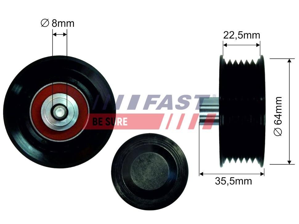 FAST Geleiderol / omdraairol v-snaren FT44593 FT44593 Geleiderol poly v-riem MERCEDES-BENZ CLA FAST