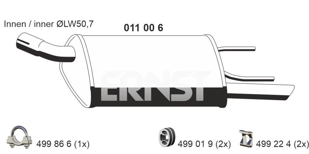 ERNST Marmitta 011006 ERNST 011006 costo Marmitta posteriore Opel Corsa B originale
