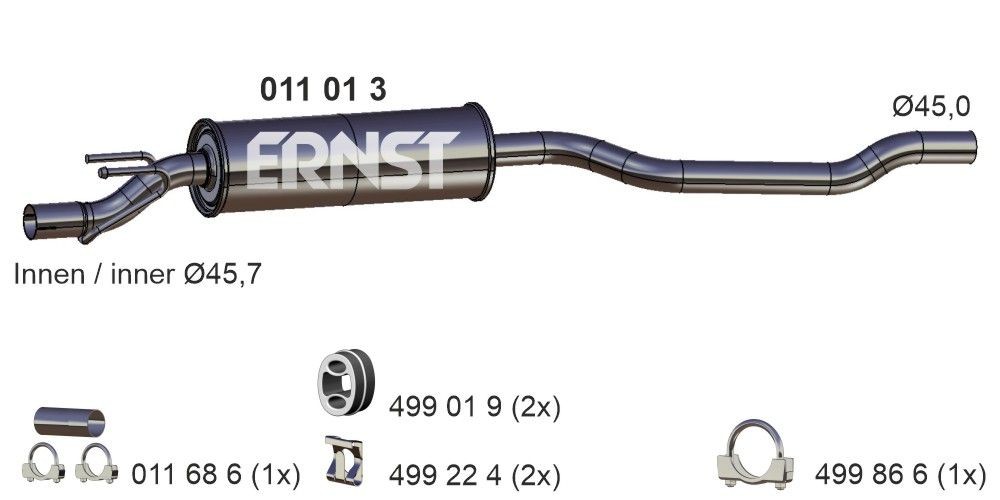 ERNST Izplūdes gāzu priekšslāpētājs 011013 ERNST Izplūdes gāzu priekšslāpētājs PORSCHE 011013