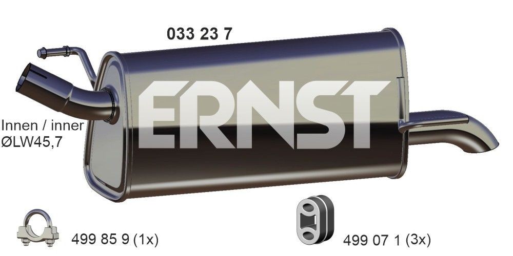 ERNST Bakre eksospotte 033237 Bakre lyddemper ERNST COMMODORE 033237 billige