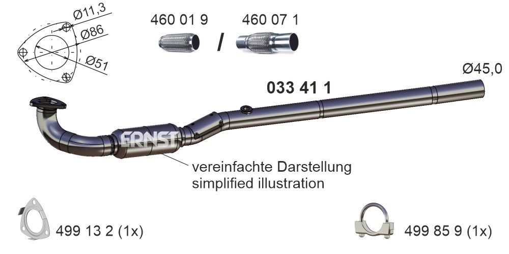ERNST Exhaust Pipe 033411 033411 ERNST exhaust pipe for CHEVROLET AVEO