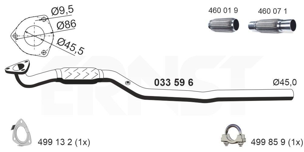 Voorpijp ERNST 033596 ERNST 033596: Tussenpijp Opel MERIVA 2004