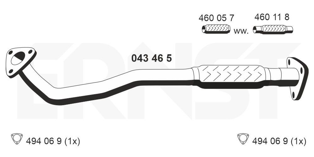 ERNST Tubo gas scarico 043465 043465 costo Tubo gas scarico FIAT UNO ERNST