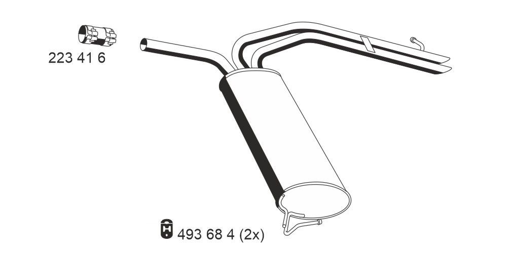 ERNST Rear silencer 048071 ERNST 048071 Renault Trafic II Platform exhaust muffler replacement