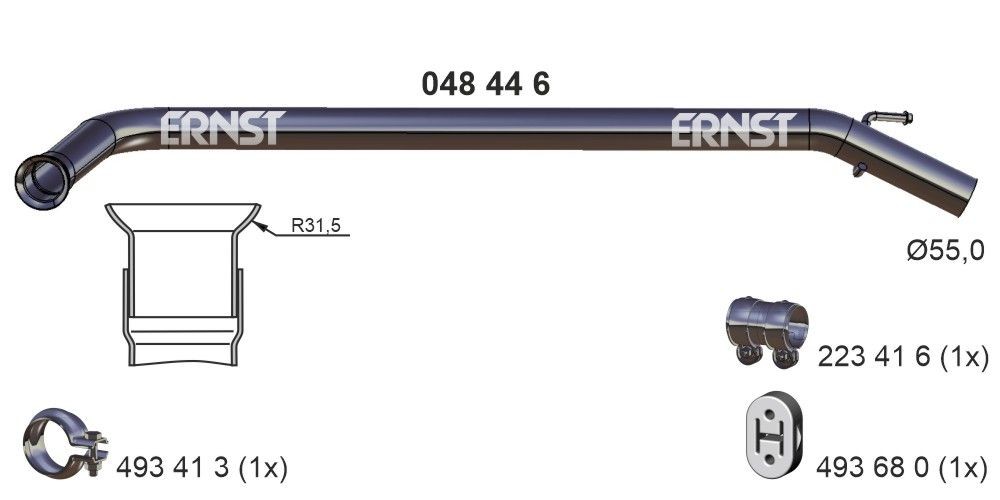 ERNST Tubo gas scarico 048446 Tubi di scarico Opel F7 048446 ERNST