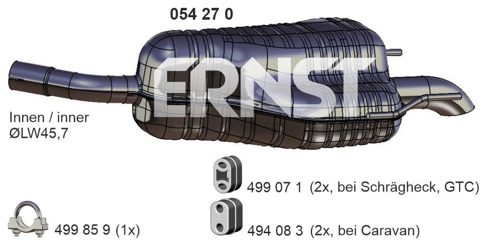 ERNST Marmitta 054270 054270 costo Marmitta posteriore ERNST OPEL TIGRA