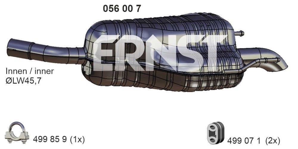 ERNST Panela de escape traseira 056007 056007 Panela de escape ERNST OPEL COMMODORE