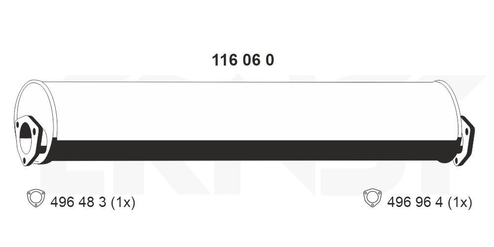 ERNST Bakre eksospotte 116060 116060 Sluttlyddemper SAAB 95 Stasjonsvogn ERNST