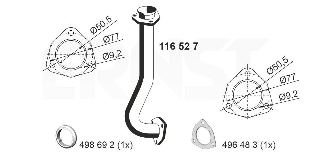 ERNST Exhaust Pipe 116527 ERNST 116527 VW T3 Transporter exhaust pipe price