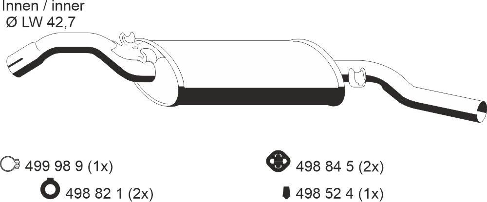 ERNST Rear silencer 122207 MG ERNST rear exhaust box 122207