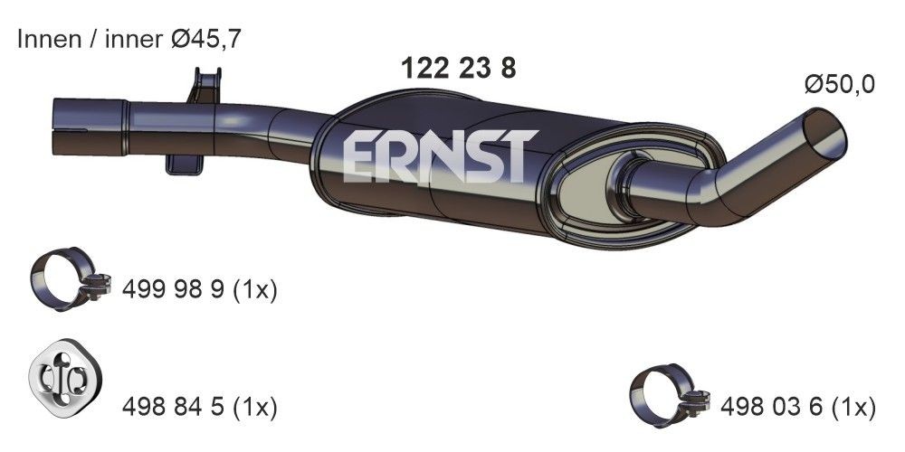 Middle silencer ERNST 122238 ERNST 122238 VW JETTA 2021 middle silencer price