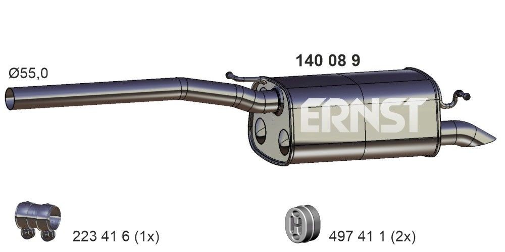 ERNST Bakre ljuddämpare 140089 140089 ERNST slutdämpare LANCIA Y