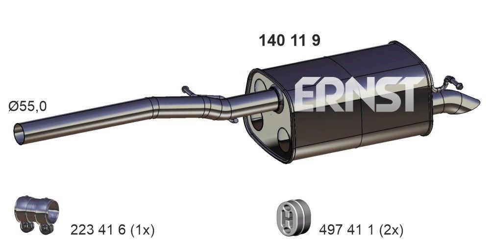 ERNST Takaäänenvaimentaja 140119 140119 ERNST Takaäänenvaimennin JAGUAR XE