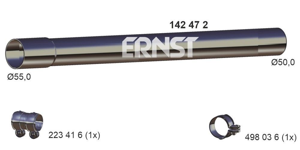 Tuyau d'échappement ERNST 142472 ERNST 142472 Ligne d'échappement Volkswagen VENTO 2018
