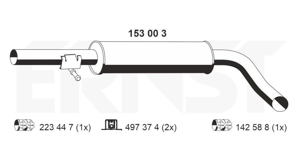 ERNST Marmitta centrale 153003 ERNST 153003 Scarico centrale VW Touareg 7p originale prezzo