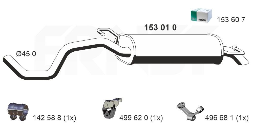 ERNST Marmitta 153010 153010 costo Marmitta posteriore NISSAN 350 Z ERNST