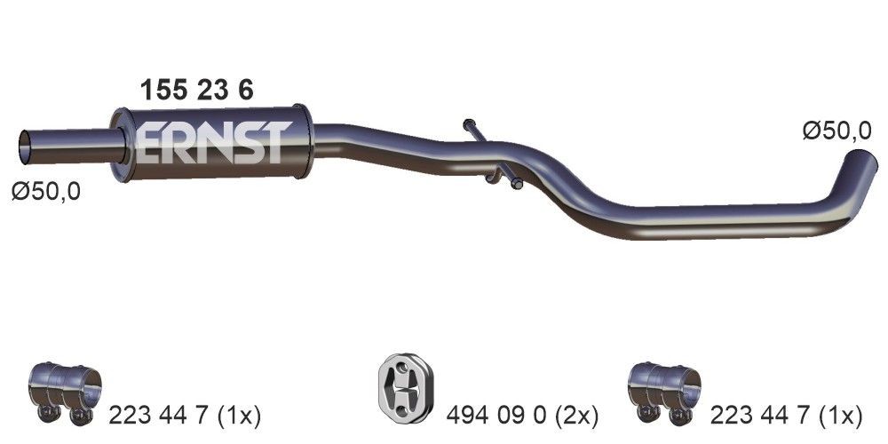 Midtre lydpotte ERNST 155236 ERNST 155236: Mellomlyddemper Seat ALTEA 2019