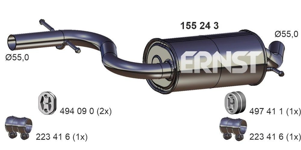 ERNST Mittelschalldämpfer 155243 MSD ERNST Q8 155243 günstig