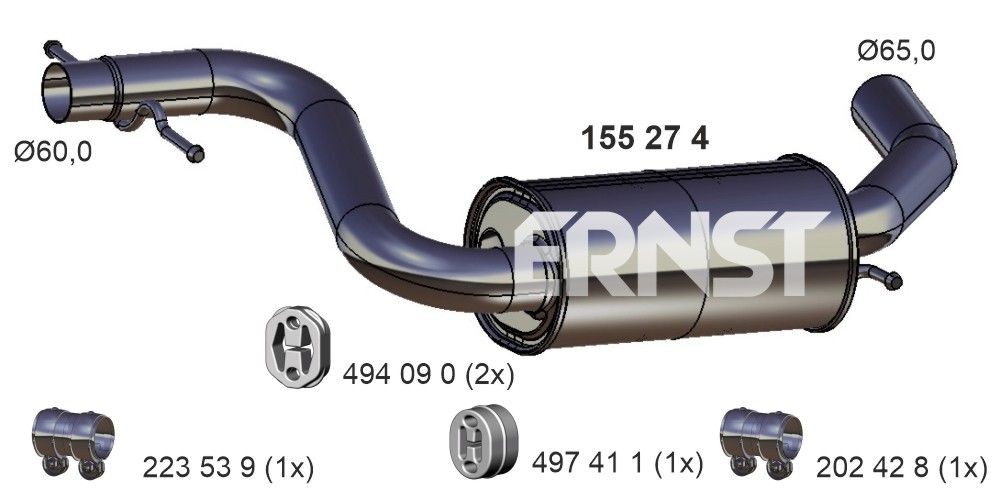 ERNST Stredný tlmič výfuku 155274 ERNST 155274 Stredný tlmič výfuku RENAULT CAPTUR cena