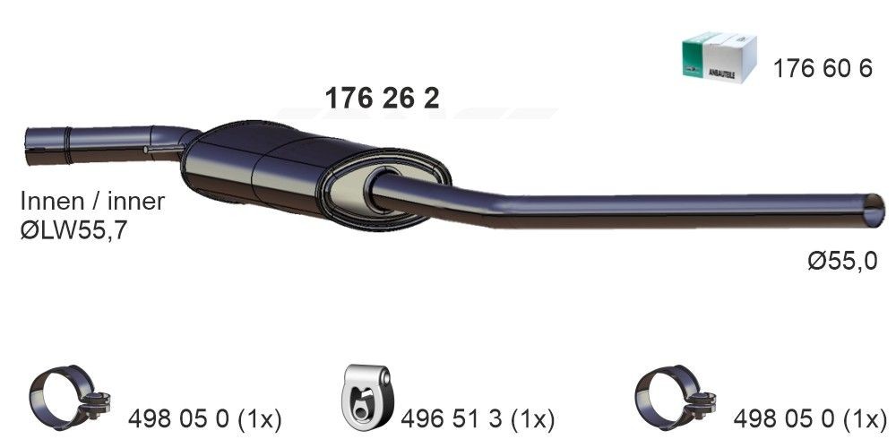 ERNST Μεσαίο σιλανσιέ 176262 Μεσαίο σιλανσιέ ERNST Volvo S80 176262