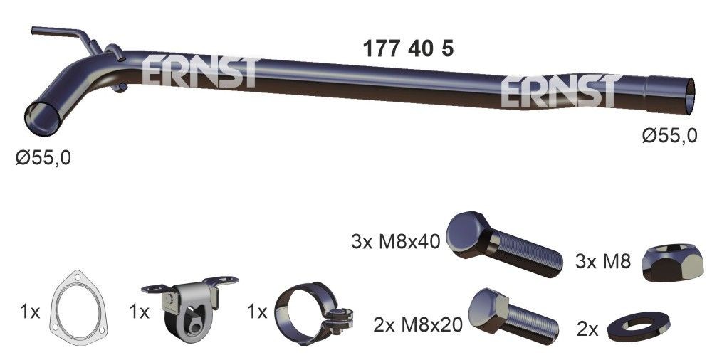 ERNST Reparationsrör, katalysator 177405 pris Katalytisk omvandlare Volkswagen 70XA 177405 ERNST