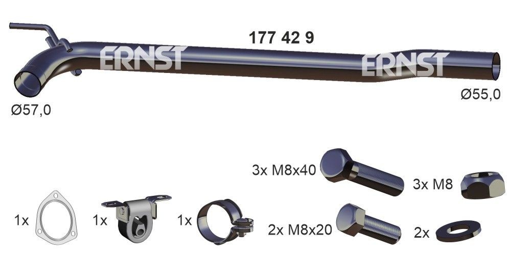 ERNST Tubo de reparação, catalisador 177429 177429 Pre-catalizador DODGE DAKOTA ERNST