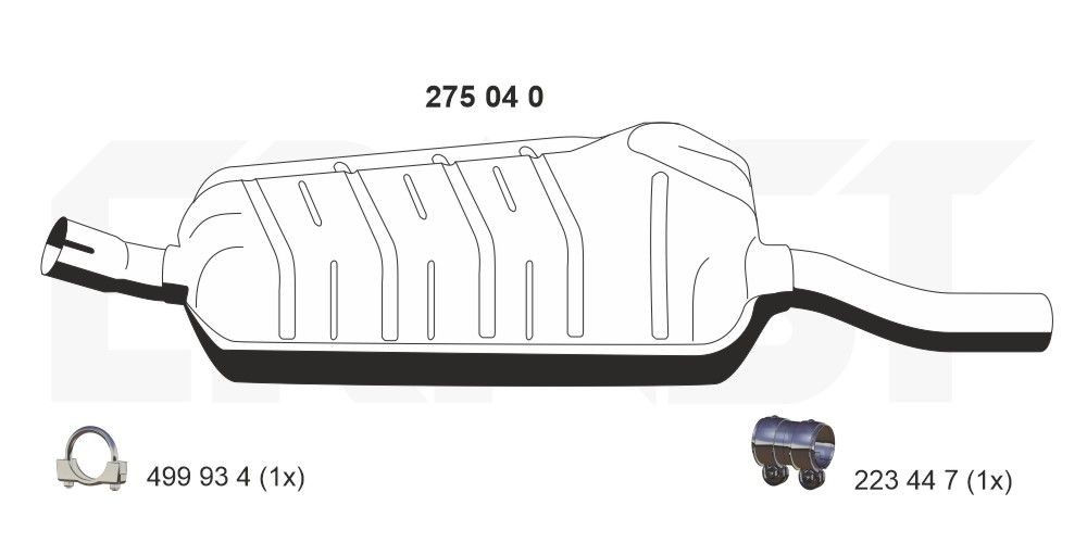 ERNST Vidējais izpl. gāzu trokšņa slāpētājs 275040 275040 Vidējais trokšņa slāpētājs BMW 3. Sērija ERNST