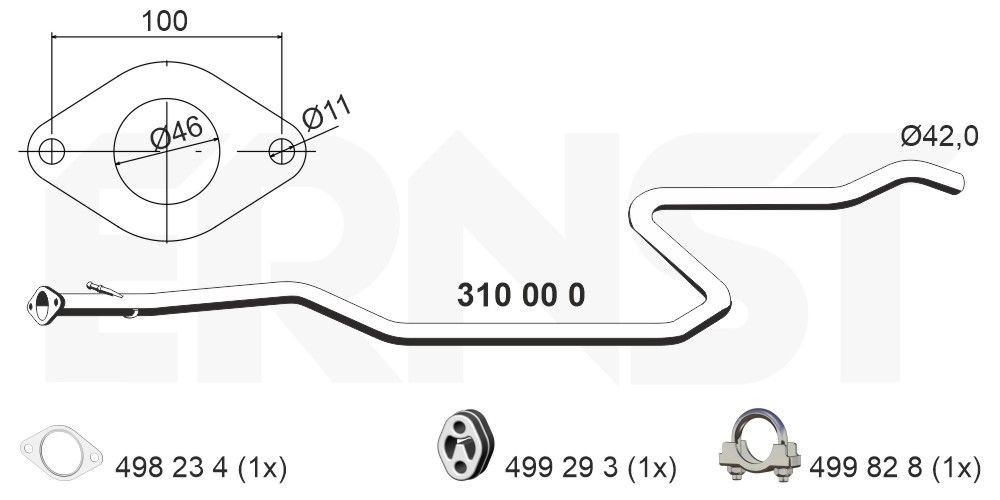 ERNST Voorpijp 310000 310000 Uitlaatpijp MAZDA CX-5 ERNST