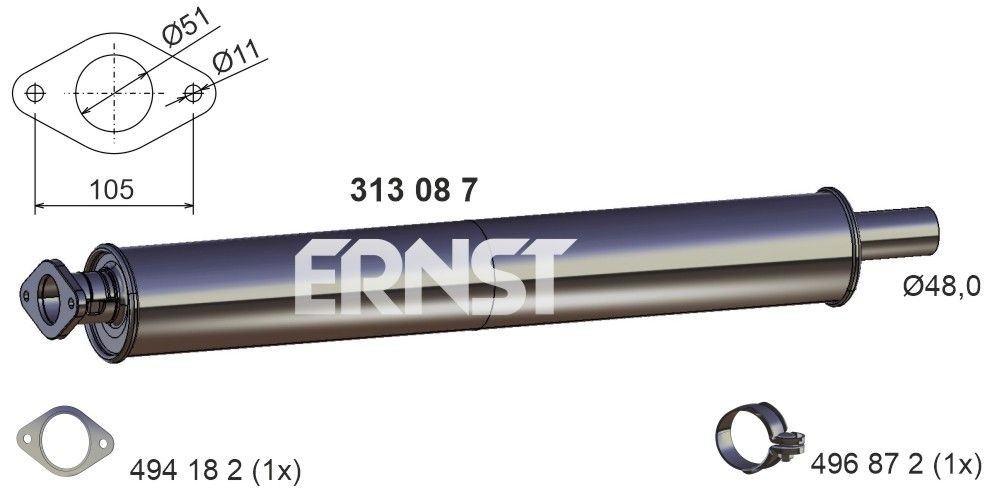 ERNST Silenziatore anteriore 313087 313087 costo Marmitta anteriore ERNST VOLVO 240