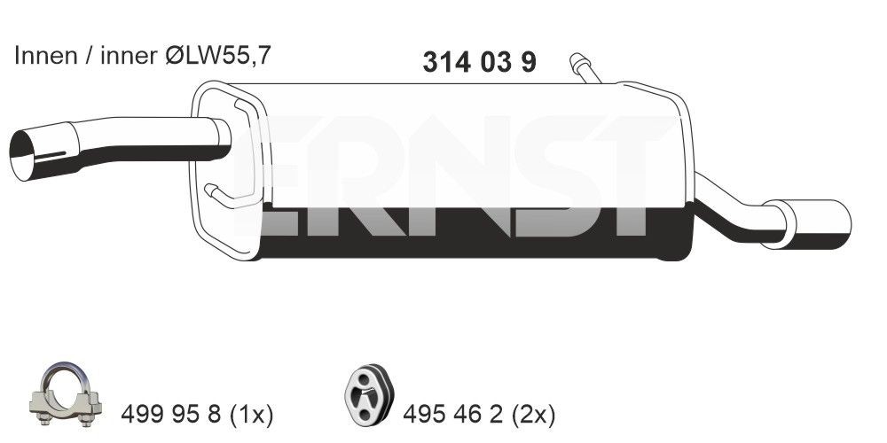 ERNST Takaäänenvaimentaja 314039 314039 ERNST Takaäänenvaimennin SUZUKI JIMNY