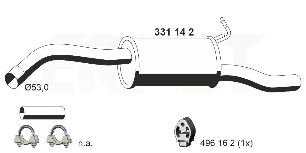 Silencieux arrière ERNST 331142 ERNST 331142 Silencieux universel et sport Ford TRANSIT CONNECT 2009