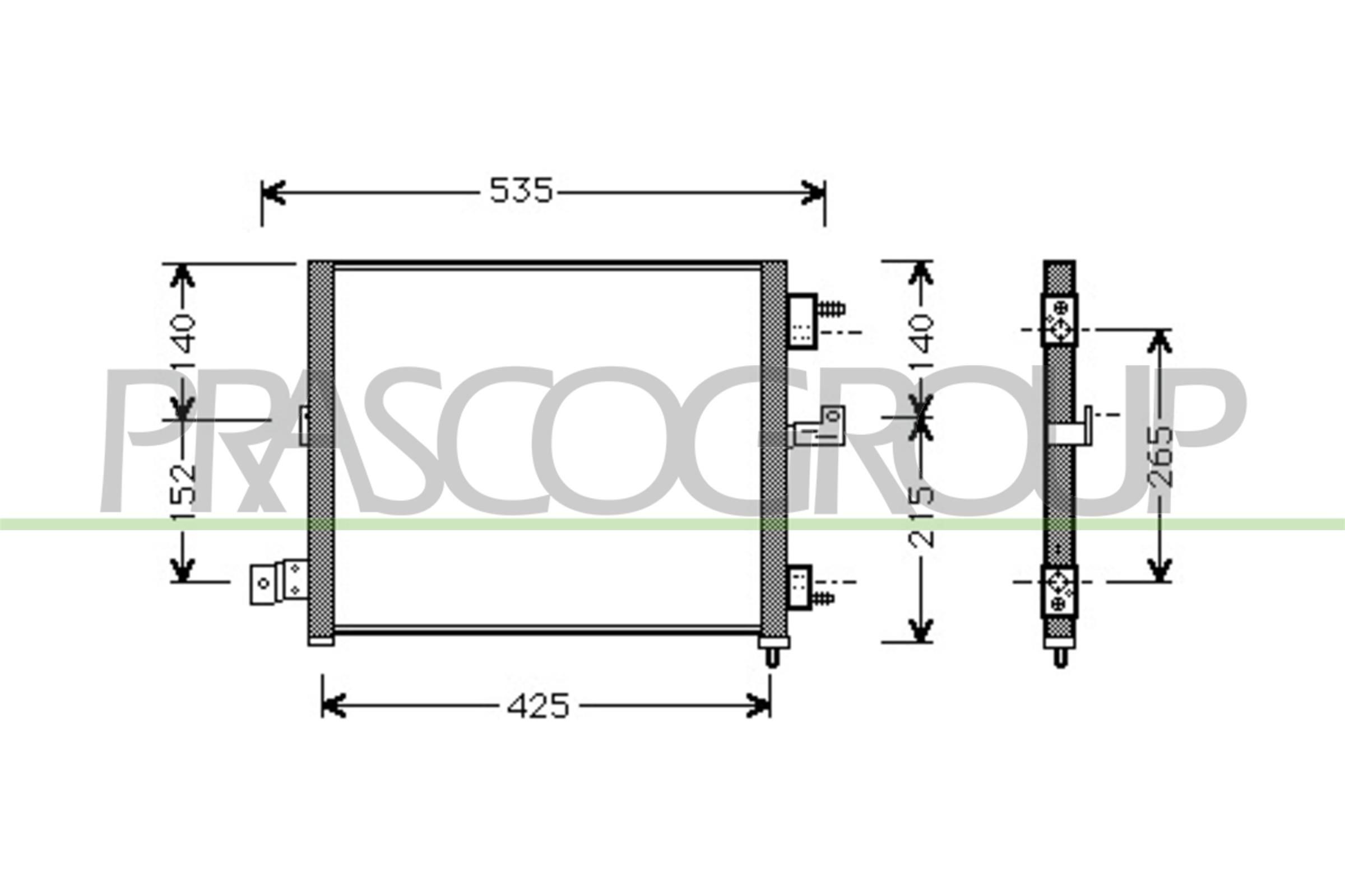 PRASCO Kondenzátor klimatizácie HN320C001 Chladič klimatizácie PRASCO Hyundai GETZ HN320C001