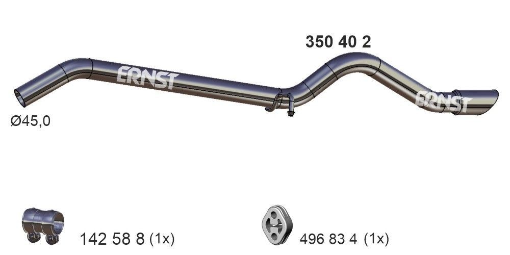 Tubo gas scarico ERNST 350402 ERNST 350402 Tubi di scarico Mercedes-Benz Classe A 2000
