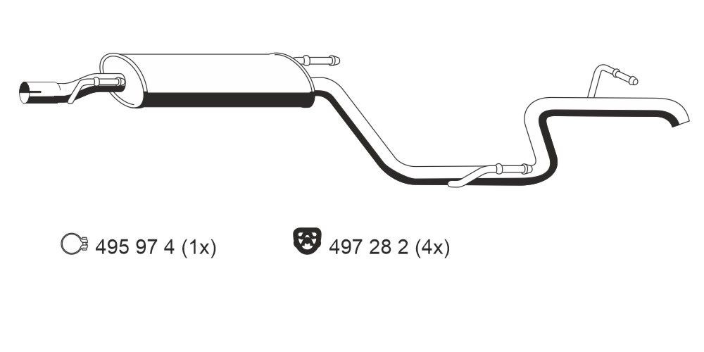 ERNST Πίσω σιλανσιέ 385039 385039 Τελικό εξάτμισης ERNST MERCEDES-BENZ B-class