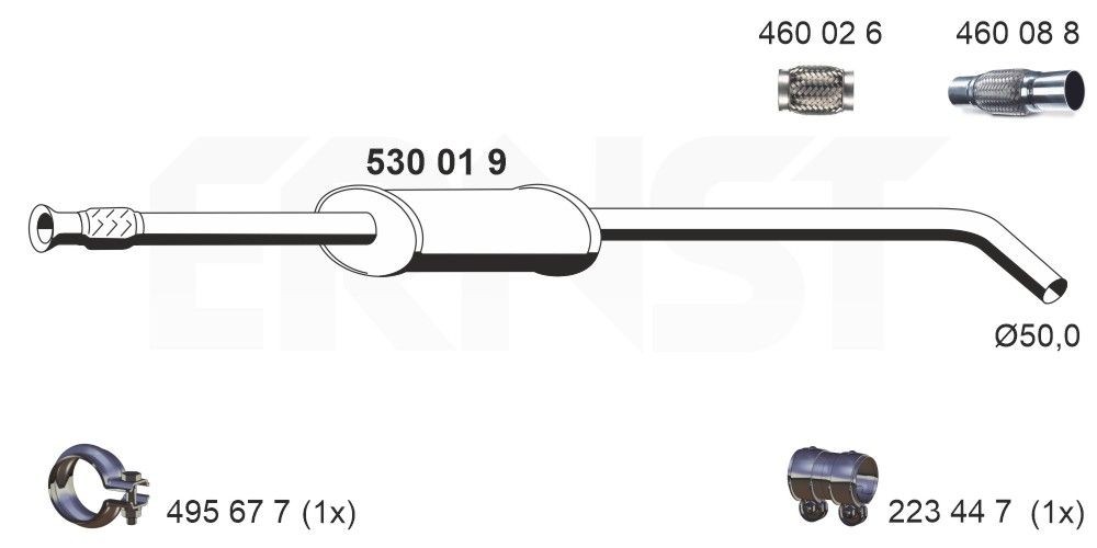 ERNST Μεσαίο σιλανσιέ 530019 ERNST 530019 Μεσαίο καζανάκι Renault Megane 1 Grandtour φθηνά