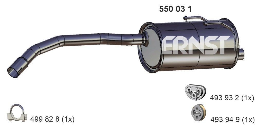 Takaäänenvaimentaja ERNST 550031 FORD KA 2009 Pakoputki äänenvaimennin taka ERNST 550031