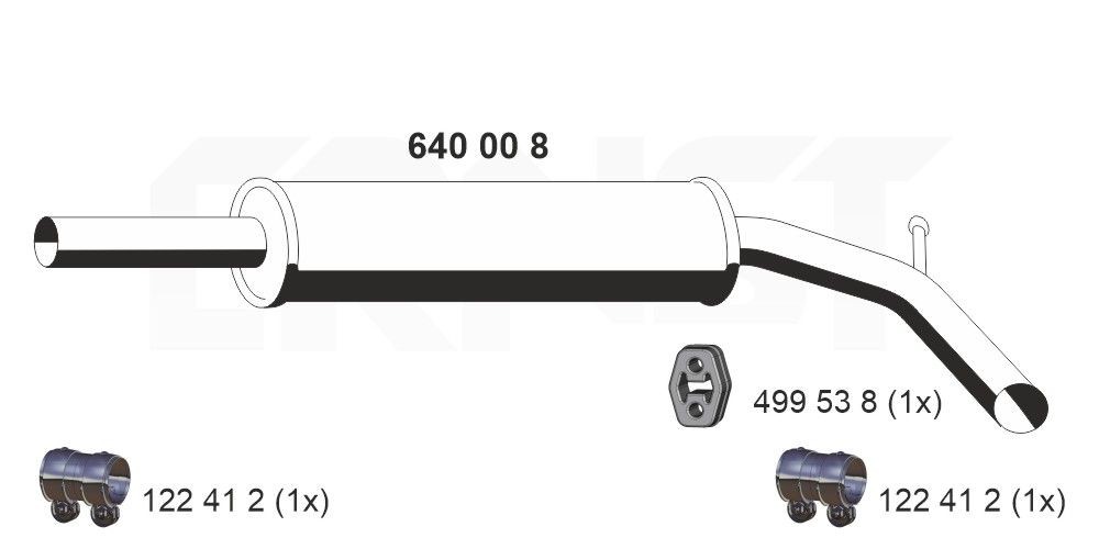 ERNST Μεσαίο σιλανσιέ 640008 ERNST 640008 γνήσια Μεσαίο σιλανσιέ VW Polo Classic 6kv κόστος