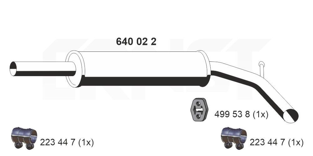 ERNST Mittenljuddämpare 640022 Seat Cordoba 6K5 Mellan ljuddämpare ERNST 640022