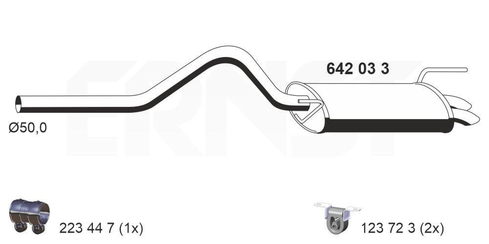 Πίσω σιλανσιέ ERNST 642033 ERNST 642033 Σιλανσιέ SEAT INCA 2002