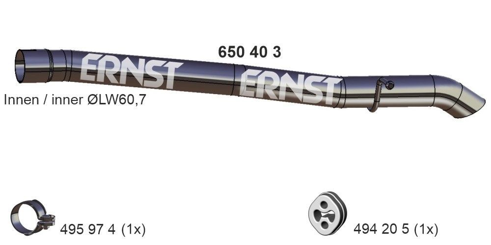 ERNST Tuyau d'échappement 650403 650403 Tuyaux d'échappement VOLVO V40 Break ERNST