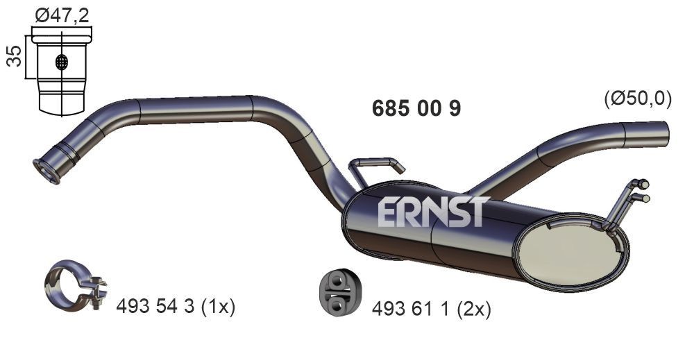 ERNST Einddemper 685009 685009 Einddemper PEUGEOT 407 ERNST