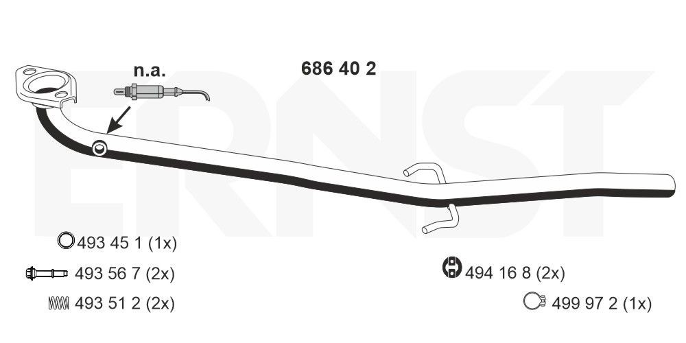 Výfukové potrubie ERNST 686402 ERNST 686402 Vyfukove potrubie TOYOTA CAMRY 2013
