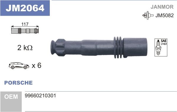 JANMOR Stik, tændspole JM2064 JM2064 JANMOR Stik, tændrør Toyota billig