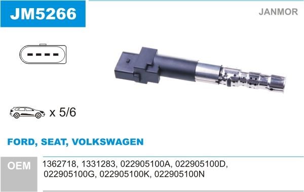 JANMOR Bobina de ignição JM5266 Bobina de ignição JANMOR Volkswagen LT JM5266